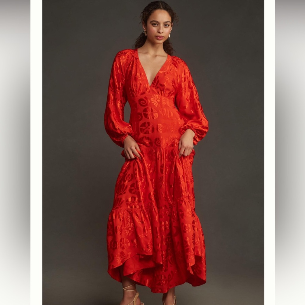 Farm Rio V Neck Jacquard Dress ~ XS